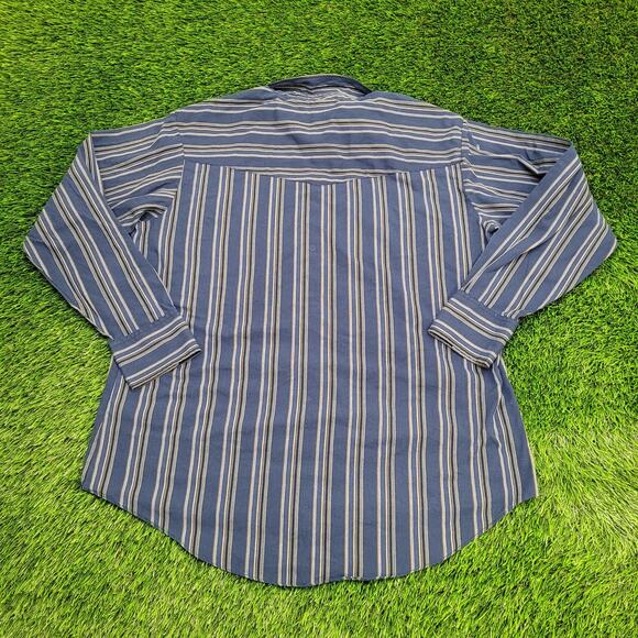 Vintage 90s Ely-Cattleman Pearl Snap Shirt XL 24x31 Western Stripes - Picture 2 of 11